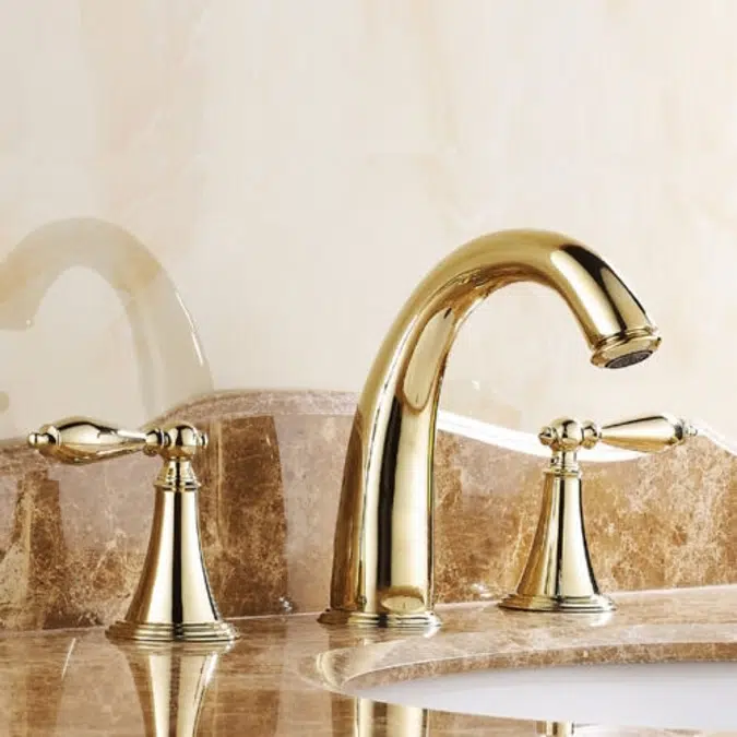 Mina Gold Widespread 3 Holes Double Knobs Sink Faucet