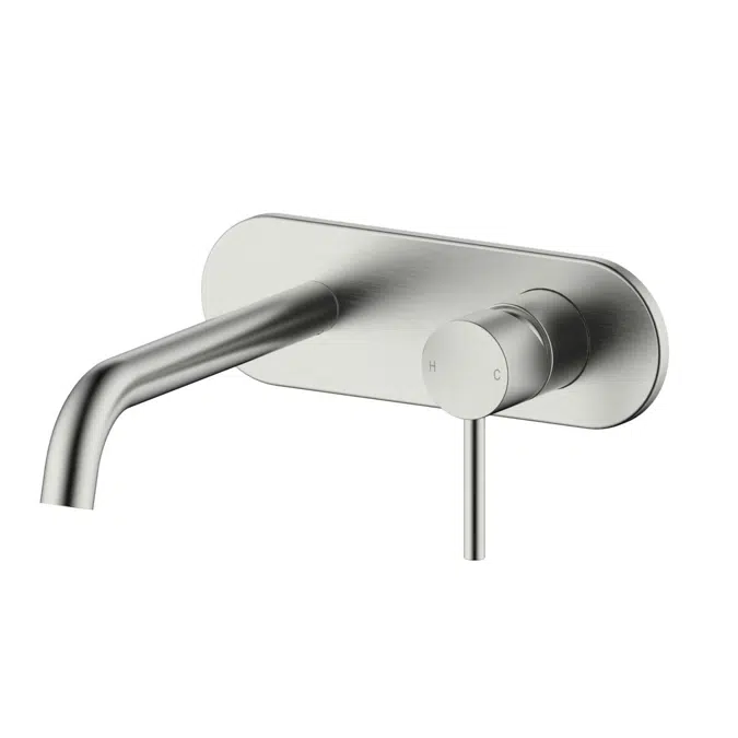 Mizu Drift Wall Basin Mixer Set Curved Spout Brushed Nickel 2267379