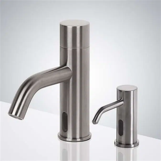 Brushed Nickel Touchless Basin Faucet with Soap Dispenser