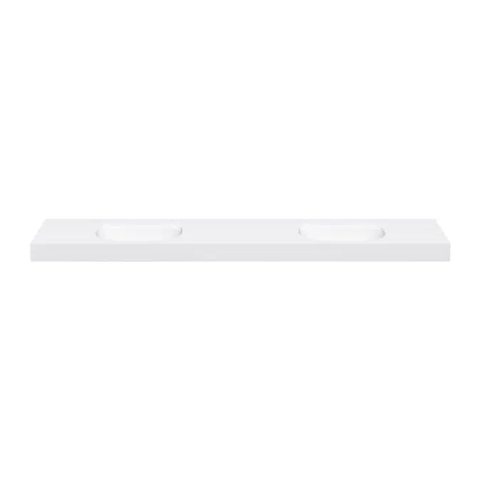 Kado Lussi 1800mm Double Wall Basin Rear Shelf with Overflow No Taphole Matte White 9511997