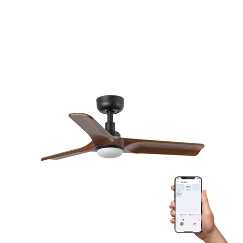 HEYWOOD S LED Ceiling fan black/walnut 10W SWT TUYA