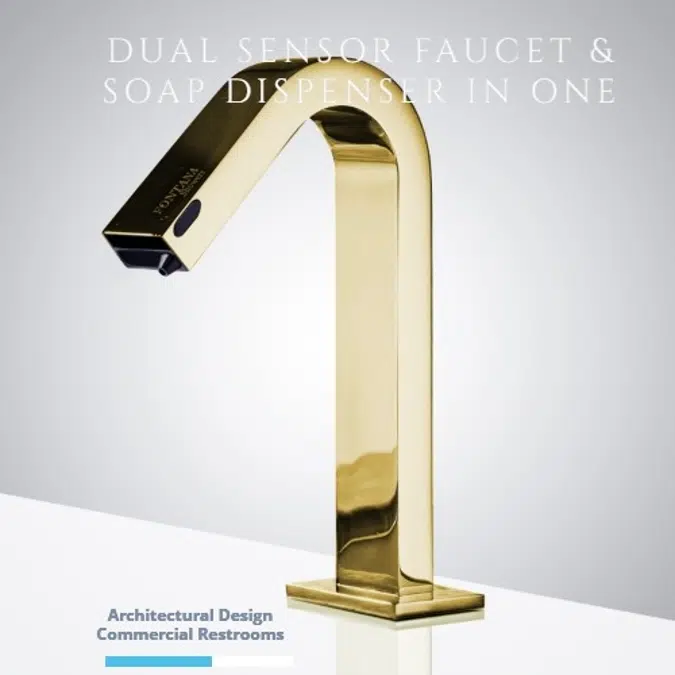 Dual Function Deck Mount Gold Touchless Water Faucet with Soap Dispenser