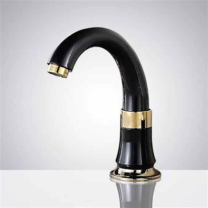 Matte Black and Gold Touchless Basin Faucet