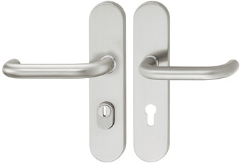 Security door handles, Stainless steel, Startec, long backplate - 902.82.125