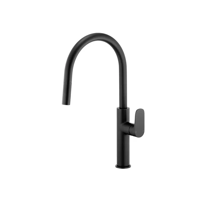 Mizu Silk Matte Black Pull Out Gooseneck Sink Mixer 2 Functions 2265810