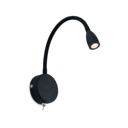 LOKE siyah duvar lambası with reading light