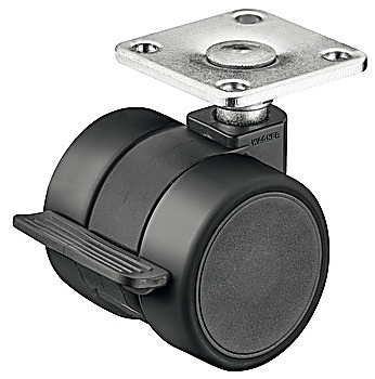 Twin wheel castor, Load Bearing Capacity 70 Kg, Steerable - 661.23.721