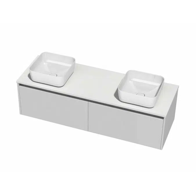 1200mm 2 Drawer Cherry Pie White Double Bowl Basin Wall Vanity 9509352