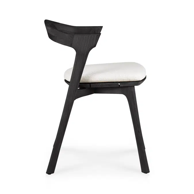 Bok Outdoor Chair Black Varnished Teak Off White Fabric