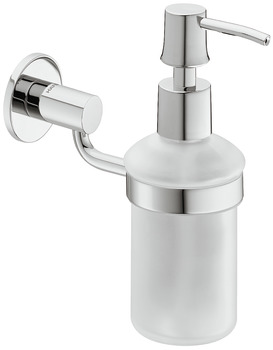 Soap dispenser with holder, With satin frosted glass, round - 980.60.792