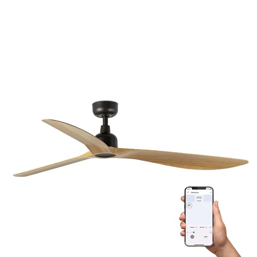 OUTWOOD L Ceiling fan brown/oak IP44 TUYA
