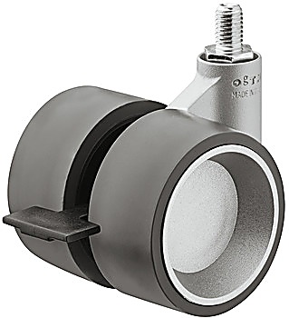 Twin wheel castor, Load bearing capacity 80 kg, steerable with brake - 660.33.912