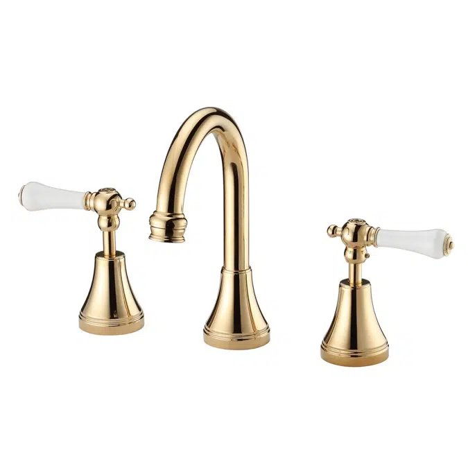 Kado Era Fixed Lever Porcelain Handle Brass Gold Basin Set 9507579