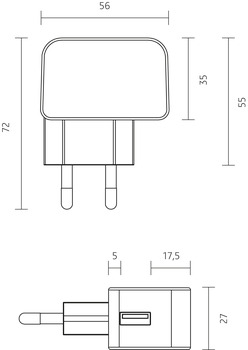 Driver, USB wall plug driver - 833.66.748