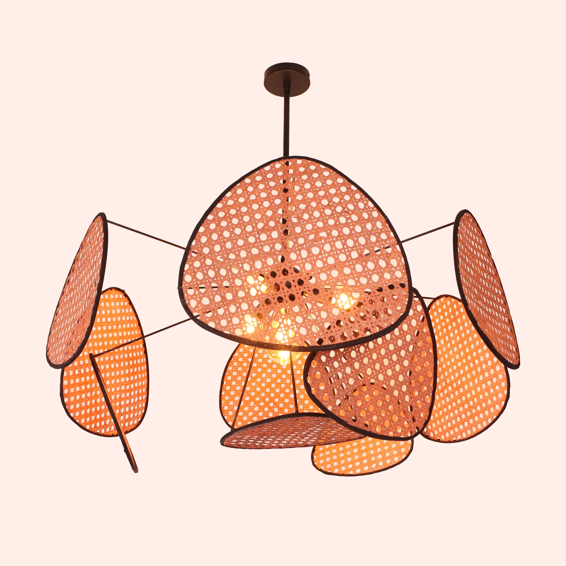 Bulut Kiremit Doğal Hazeran Avize 75x35 cm, 9+1 Yaprak ve 3+1 Duylu