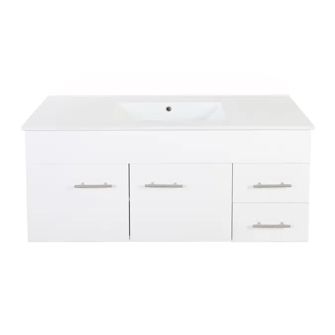 Bristol MK2 1200mm White 1 Door 2 Right Drawer 3 Taphole Wall Vanity 2351541
