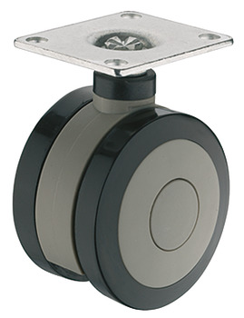 Twin wheel castor, Load bearing capacity 100 kg, fixed - 660.41.512