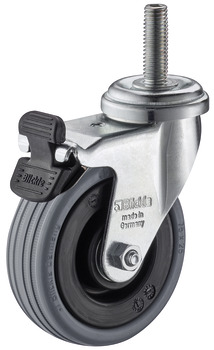 Swivel castor with soft running surface and brake - 663.08.923