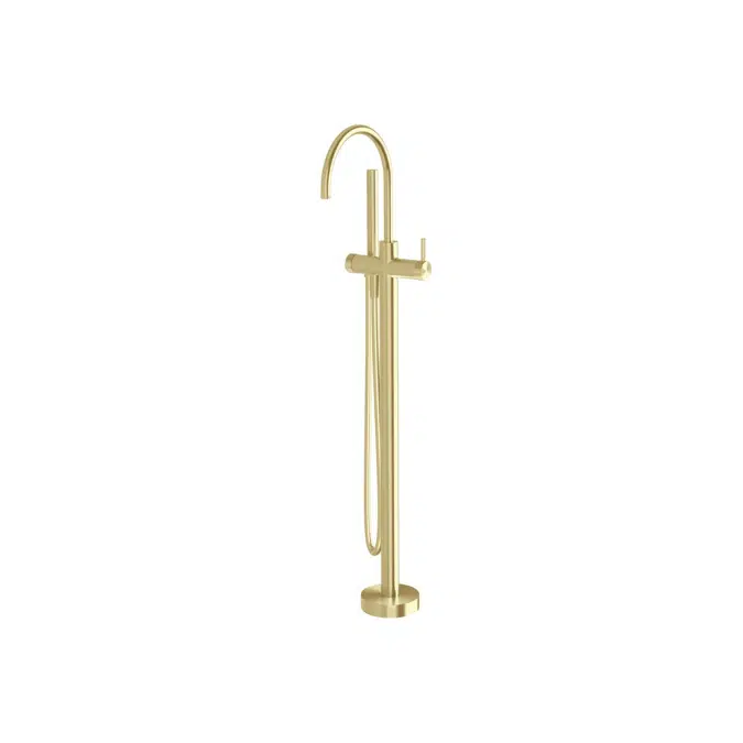 Milli Etch Brushed Gold Floor Mounted Bath Mixer with Handshower 21879