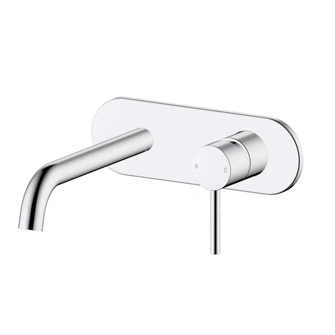Mizu Drift Wall Basin / Bath Mixer Set with Curved Spout 2 Piece Kit Chrome 2267365