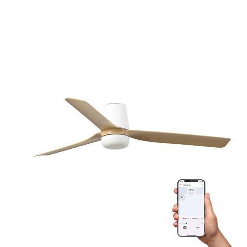 PUNT TUB M LED Ceiling fan beyaz/maple 18W SWT TUYA
