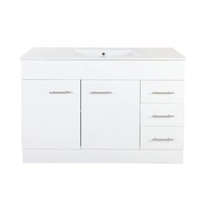 Bristol MK2 1200mm White 1 Door 3 Right Drawer 3 Taphole Vanity Unit 2351537