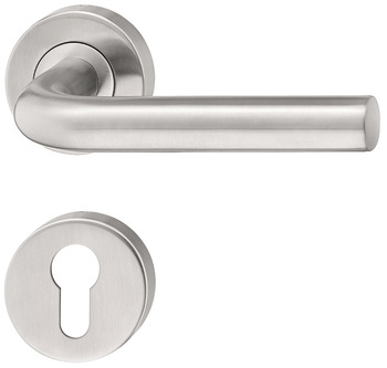 Door handle set, stainless steel, L-shape, rose - 902.92.078