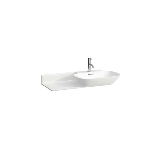 Ino 900mm White Wall Basin Shelf Right Bowl 1 Taphole with Overflow 9507786