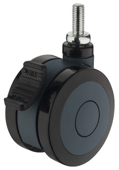 Twin wheel castor, Load bearing capacity 100 kg, steerable with brake - 660.40.316
