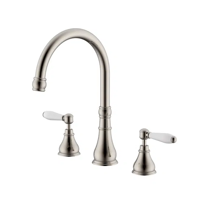 Milli Voir Brushed Nickel Porcelain Handles Sink Set 2265487