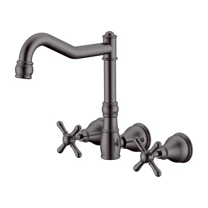 Milli Voir Fırçalanmış Gunmetal Çapraz Kollar Duvar Lavabo Seti 2265556