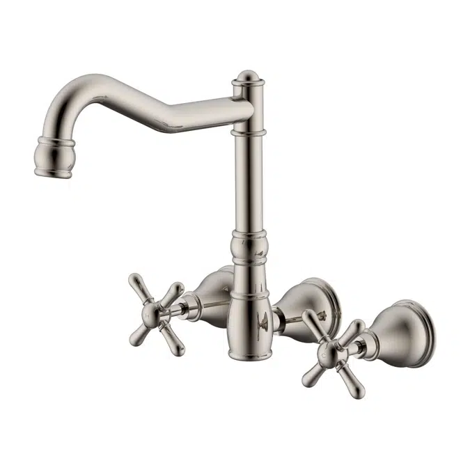 Milli Voir Fırçalanmış Nikel Çapraz Kollar Duvar Lavabo Seti 2265495