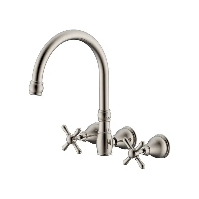 Milli Voir Brushed Nickel Cross Handles Wall Sink Set 2265492