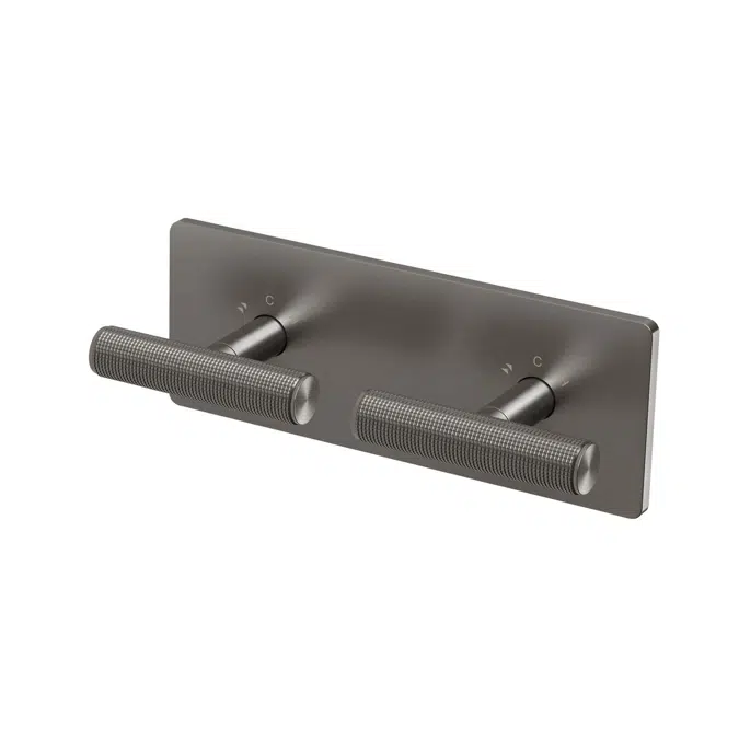 Milli Etch Brushed Gunmetal Dual Mixer Tap System with Square Backplate 21796