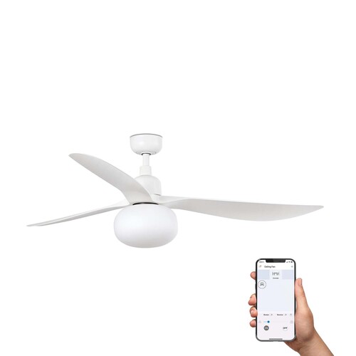 OUTWOOD L Ceiling fan white IP44 E27 TUYA