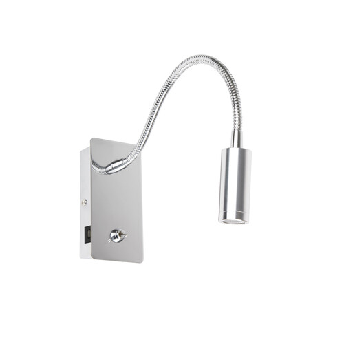 JULIET USB C krom duvar lambası reader