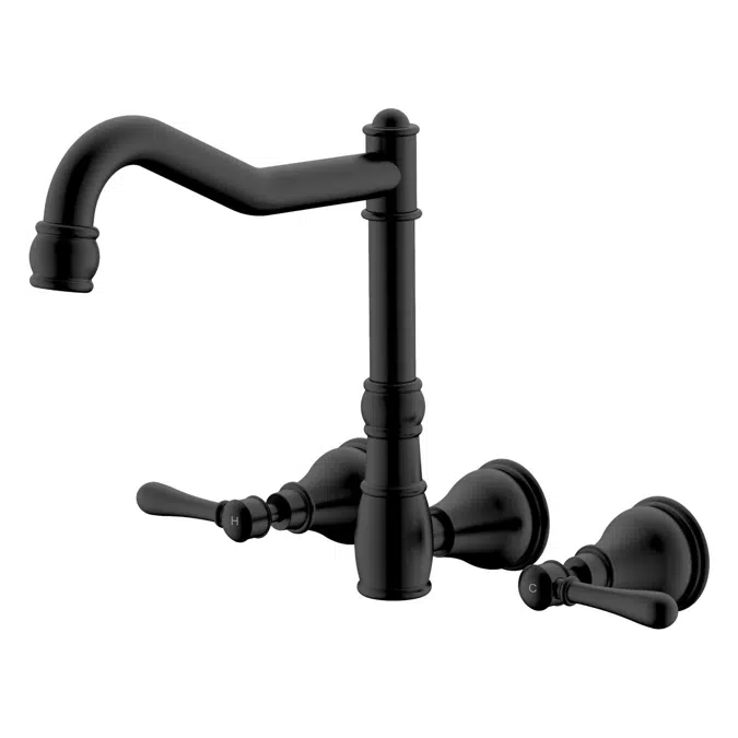 Milli Voir Matte Black Lever Handles Wall Sink Set 2265435