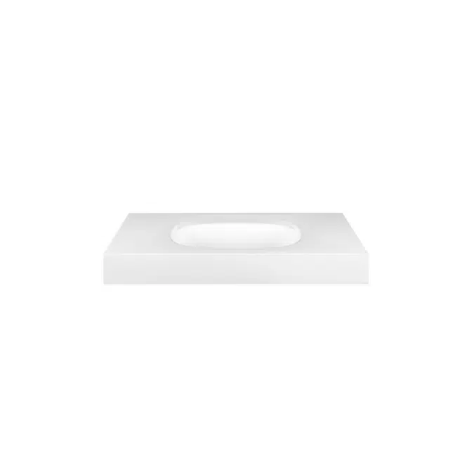 Kado Lussi 700mm Centre Bowl Basin Rear Shelf Overflow 1 Taphole Matte White 1810657