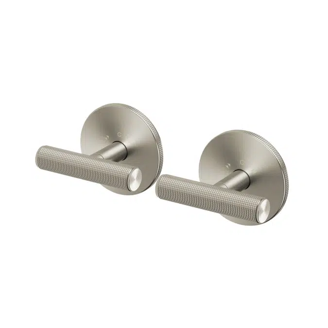 Milli Etch Brushed Nickel Dual Mixer Tap System with Round Backplate 21788