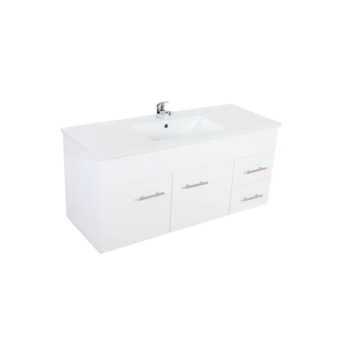 Bristol MK2 1200mm White 1 Door 2 Right Drawer 1 Taphole Wall Vanity 2351540