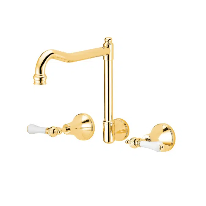 Kado Era Brass Gold Wall English Sink Set Lever Porcelain Handle 9507646