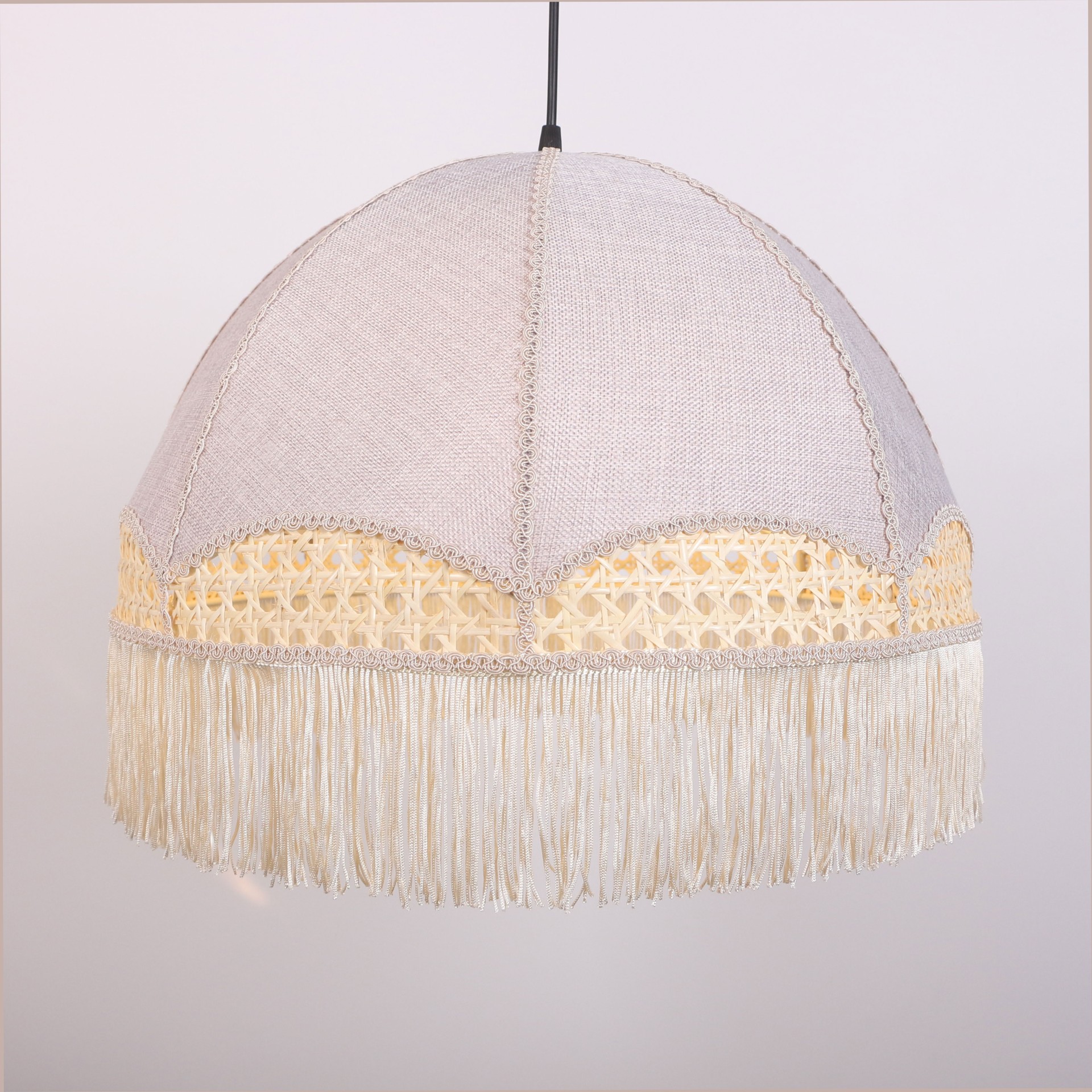 Hayal Doğal Hazeran ve Açık Gri Kumaş Avize