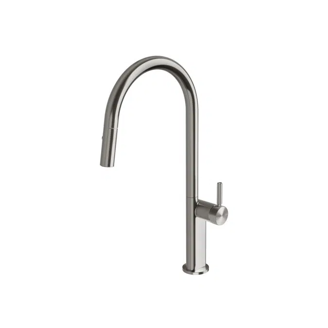 Milli Etch Brushed Gunmetal Gooseneck Pull Out Sink Mixer 21892
