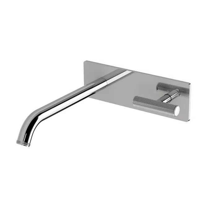 Milli Etch Chrome Wall Basin/Bath Mixer Tap Set with Square Backplate 21804