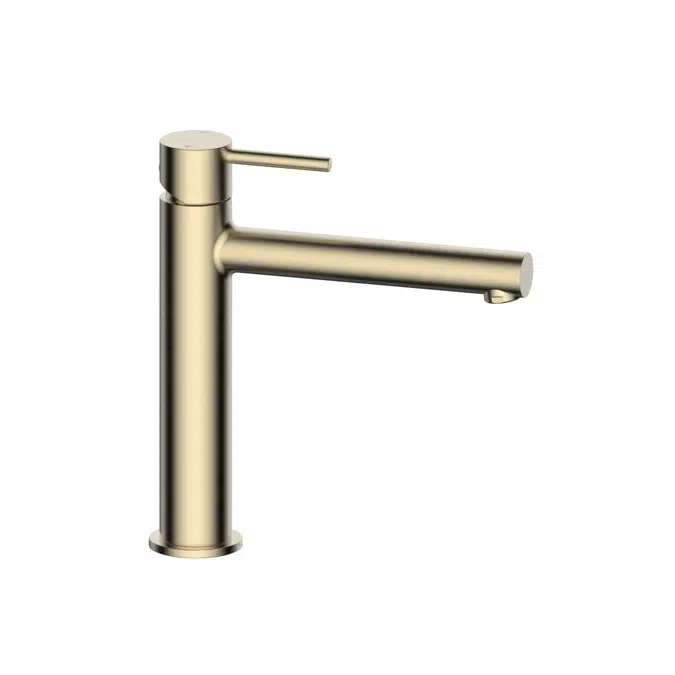 Mizu Drift Medium Height Straight Spout Basin Mixer Brushed Brass 2267278