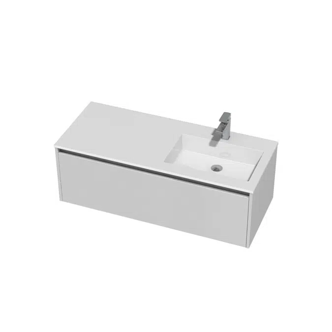 Kayla White Right Hand Basin Single Drawer Wall Hung Vanity Unit 2350914