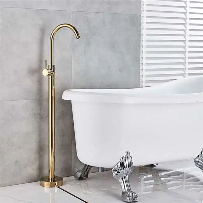 Geneva Floor Mounted Single Handle Gold Basin Faucet