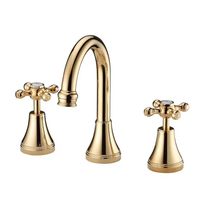 Kado Era Fixed Cross Handles Brass Gold Basin Set 9507571