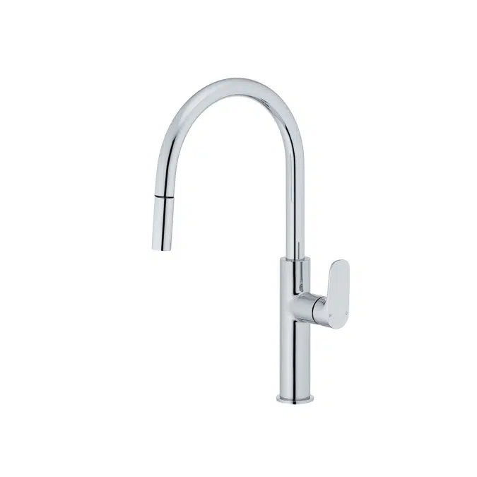 Mizu Silk Chrome Pull Out Gooseneck Sink Mixer 2 Functions 2265809