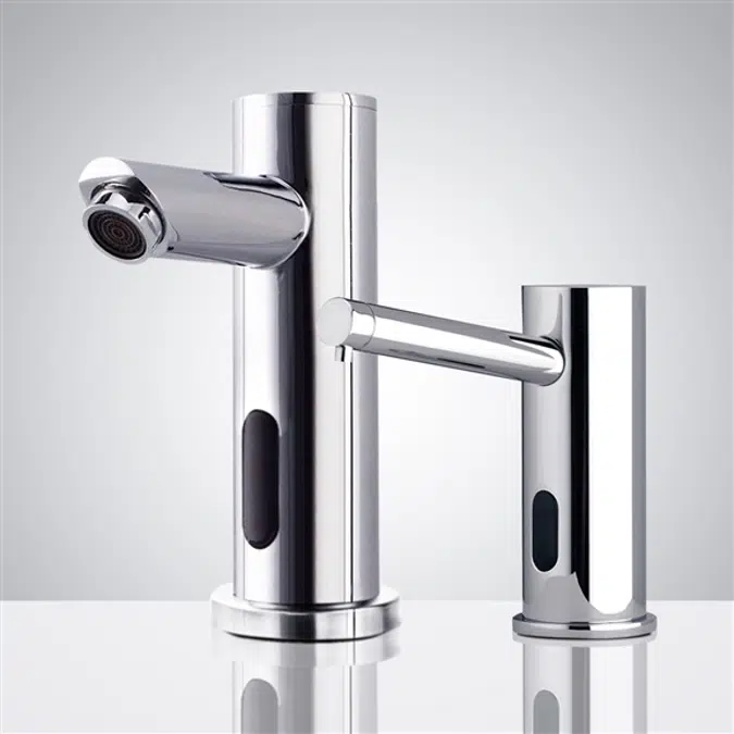 Chrome Automatic Bathroom Sink Faucet and Soap Dispenser